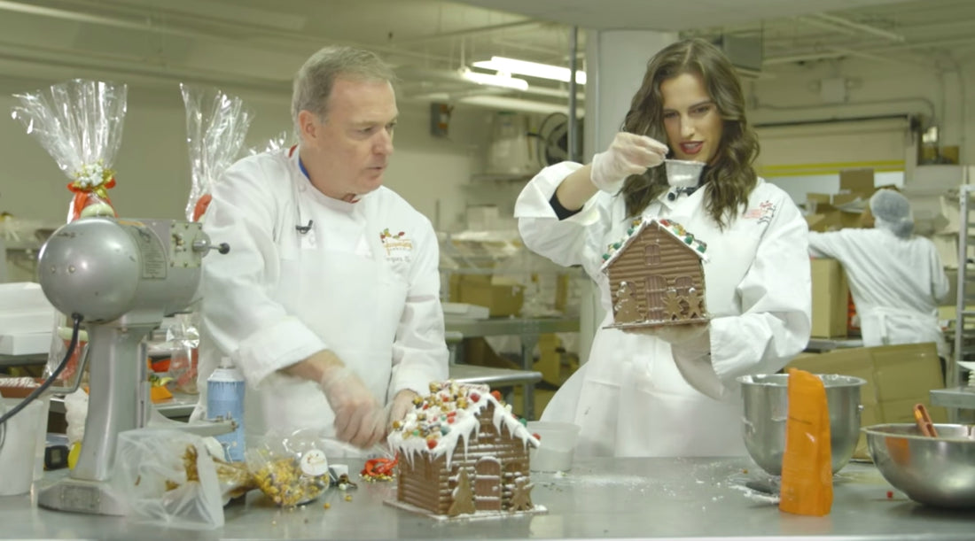 Grub Streets' Madi Mills making Jacques' Chocolate North Pole House"