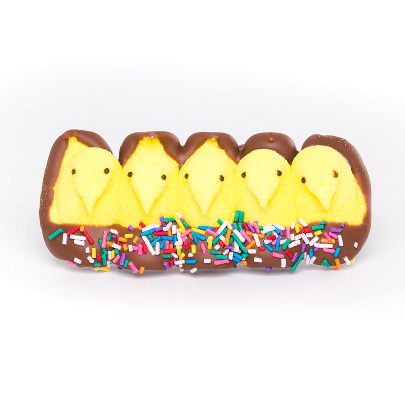 Chick Peeps with milk chocolate and sprinkles by Jacques Torres