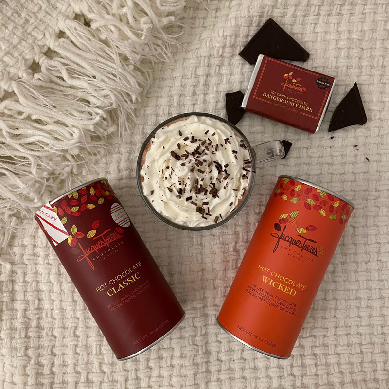 Hot Chocolate, broken chocolate on a cozy blanket