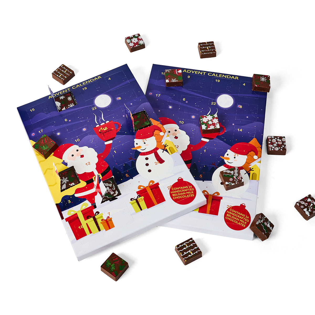 Advent Calendar showing chocolate pieces