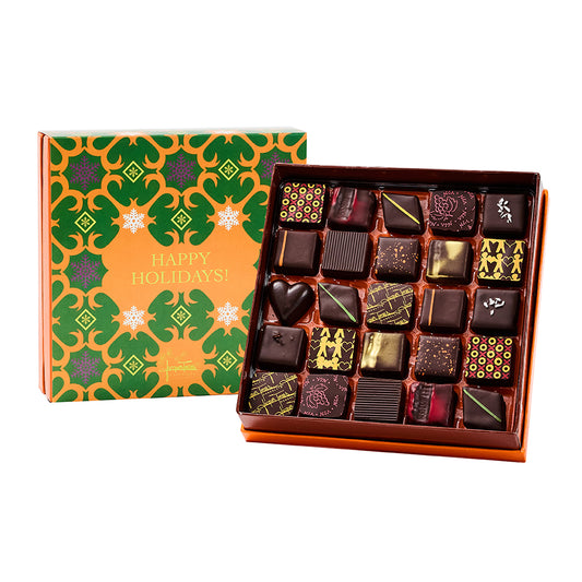 Dark Chocolate Bonbons with Happy Holidays Sleeve 25pc