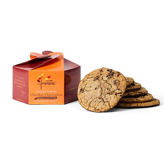 Jacques’ Famous Chocolate Chip Cookies Dipped in Chocolate with Box
