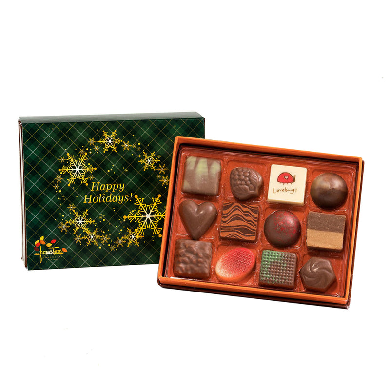 Milk Chocolate Bonbons with Happy Holidays Sleeve -[product-type]- Jacques Torres Chocolate