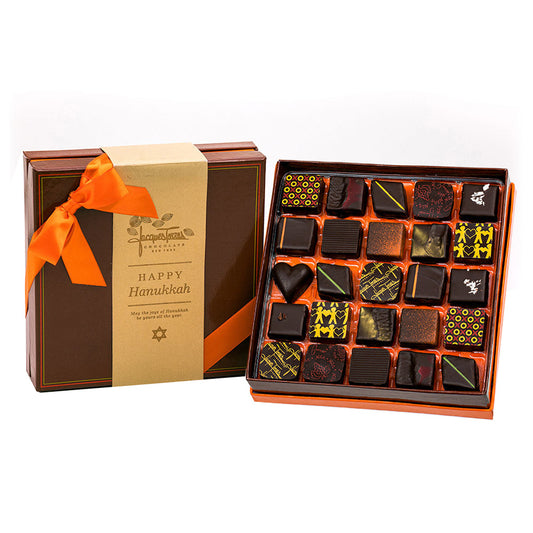 Dark Chocolate Bonbons with Gold Happy Hanukkah Sleeve