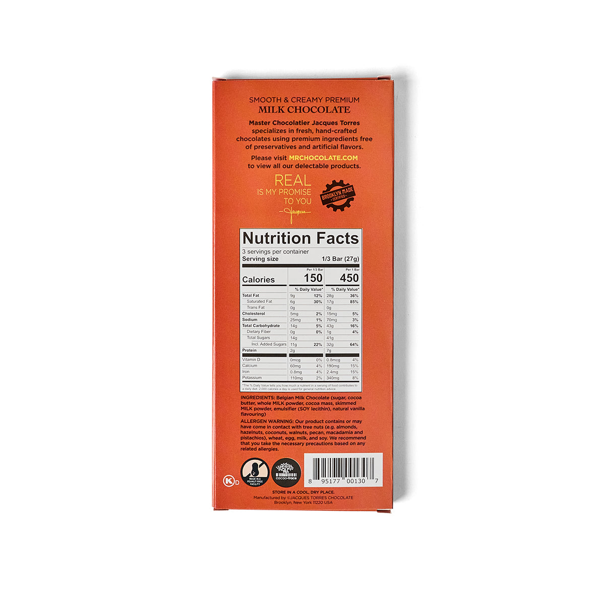 Milk Chocolate Bar Nutritional Fact