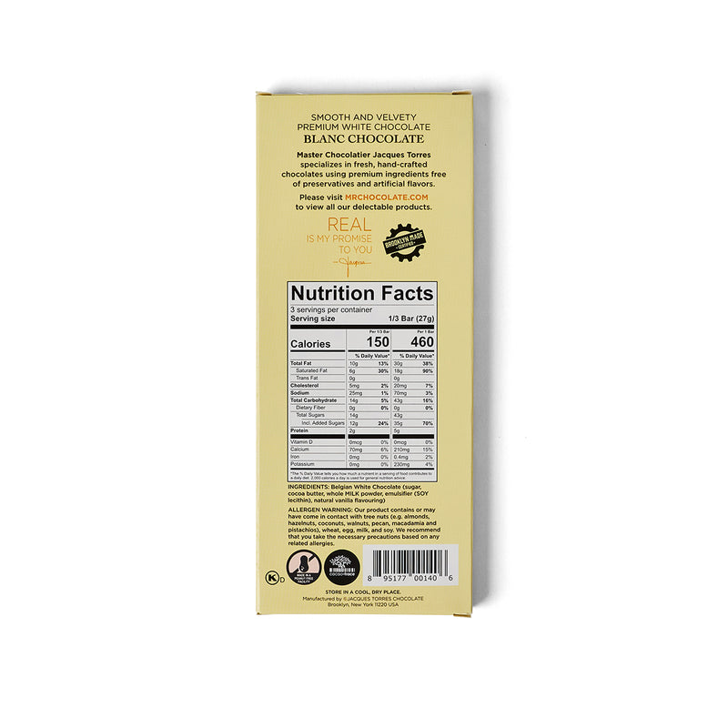 White Chocolate Blanc Bar Nutrition