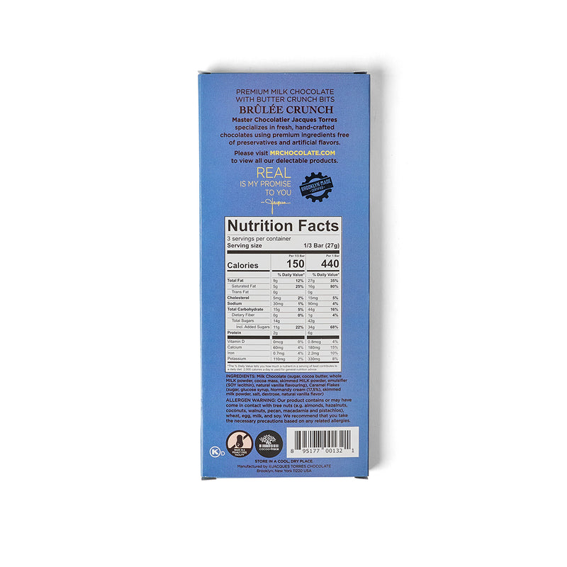 Brulee Crunch Milk Chocolate Bar Nutritional Facts