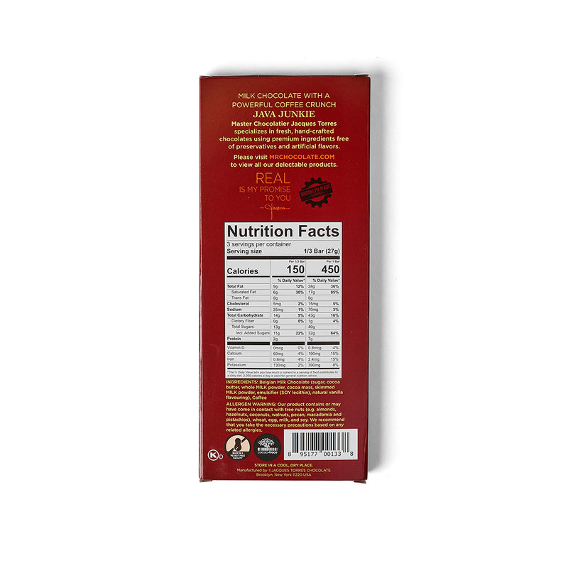 Java Junkie Chocolate Bar Nutrition Facts