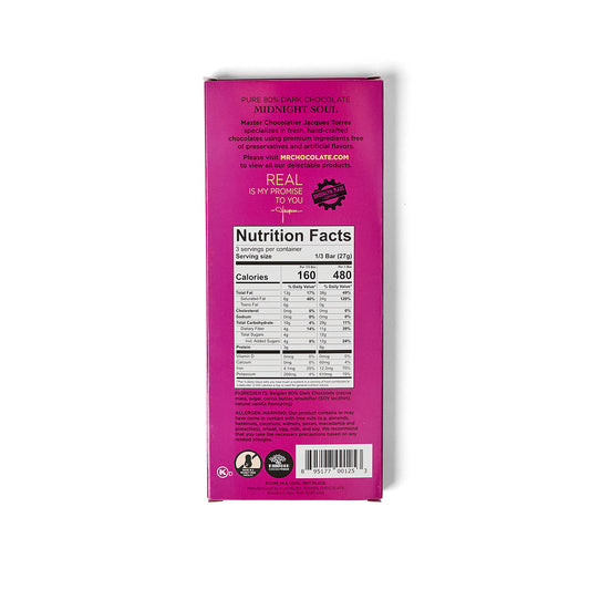 Midnight Soul 80% Chocolate Bar Nutrition Facts