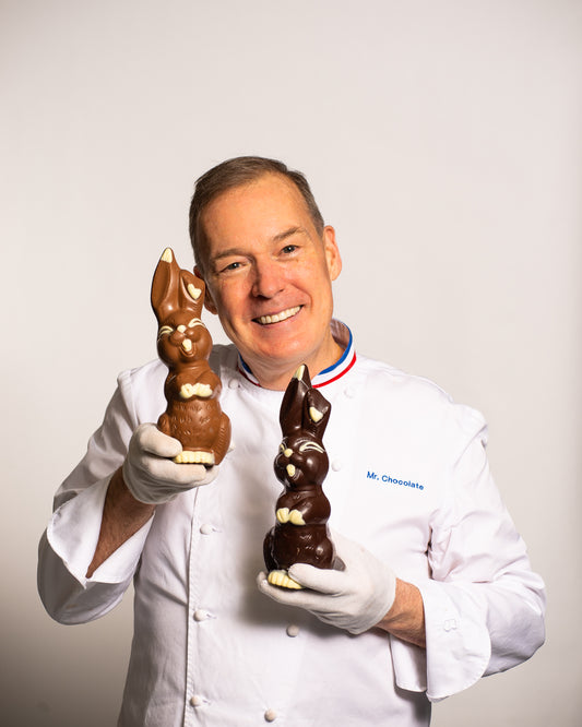 Jacques Torres Holding Smiling Easter Bunny 