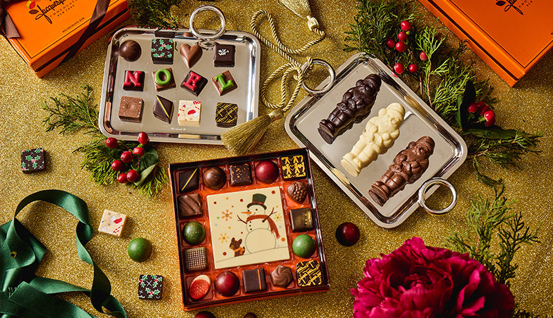 Bobons and tiny snowman on a festive table