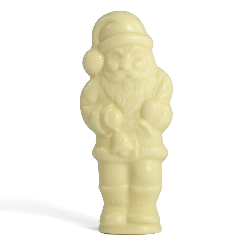 Close up of White Chocolate Tiny Santa - Jacques Torres Chocolate