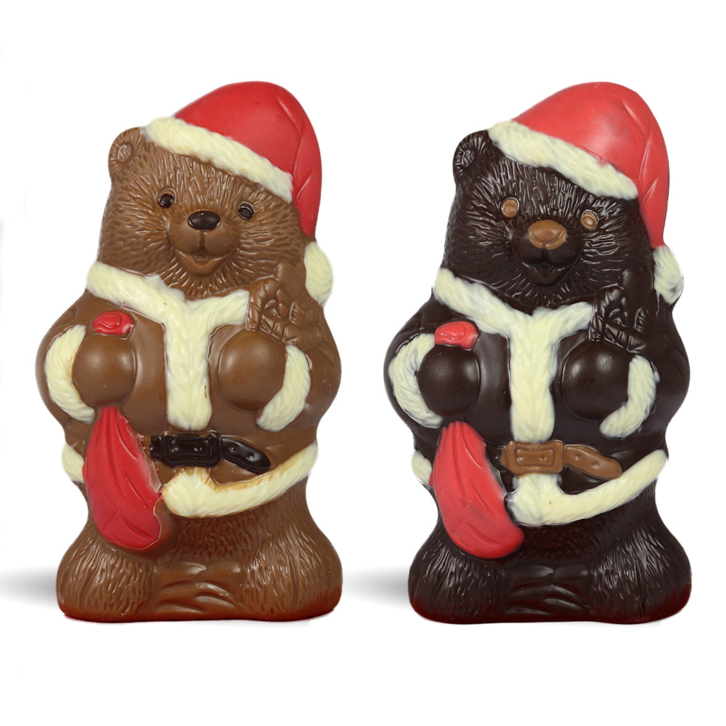 Milk and dark chocolate Santa Bear by Jacques Torres