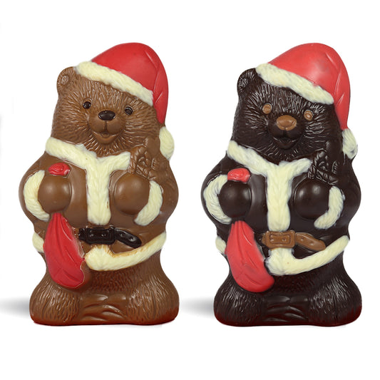 Milk and dark chocolate Santa Bear by Jacques Torres
