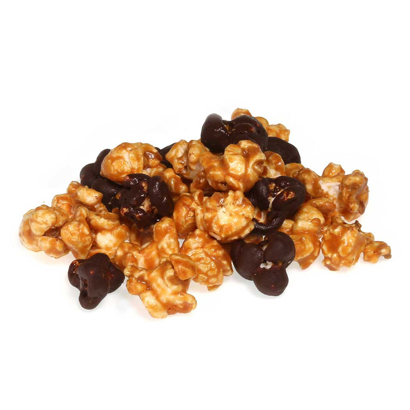 Close up of Caramel Popcorn with chocolate drizzle by Jacques Torres
