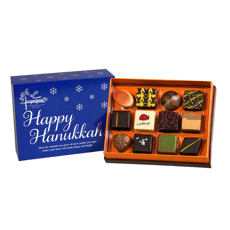 Assorted Bonbons with Blue & Silver Happy Hanukkah Sleeve 12 piece