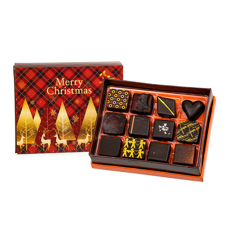 Dark Chocolate Bonbons with Merry Christmas Sleeve 12 piece