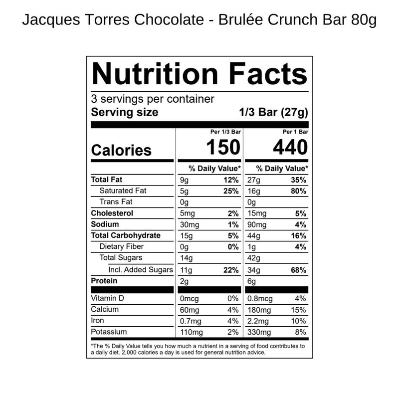 Brulee Crunch Bar Nutrition Facts