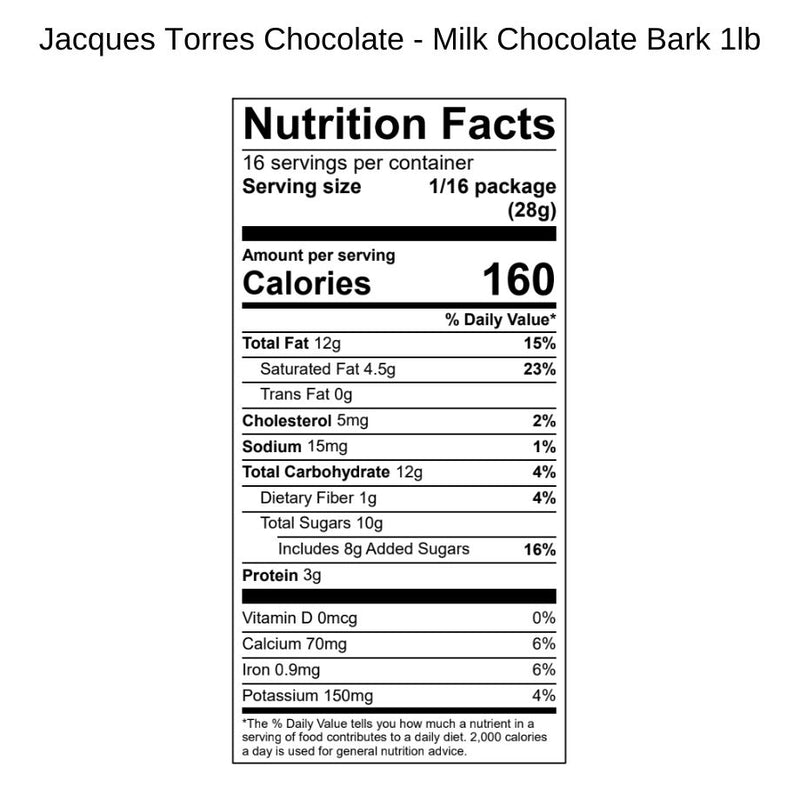 Milk Chocolate Bark Nutrition Facts-1 pound