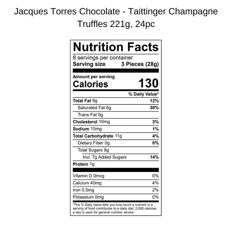24 piece Taittinger Champagne Truffles Nutrition Facts