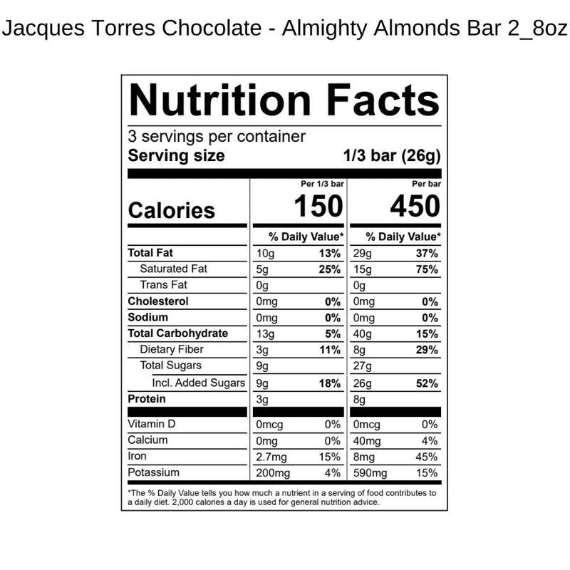 Almighty Almonds Bar Nutrition Facts