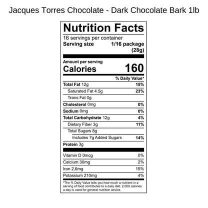 Dark Chocolate Bark Nutrition Facts 1 pound