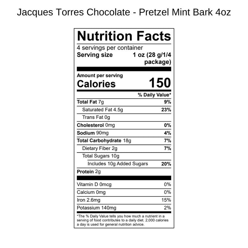 Pretzel Mint Bark Nutrition Facts 1/4 pound