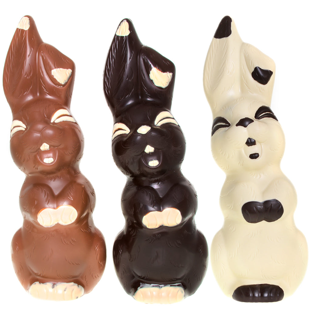 Giant Smiling Bunnies in Milk, Dark and White Chocolate by Jacques Torres